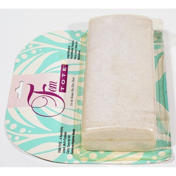 Vintage 1992 White Fem Tote Feminine Carrying Case. Tampons Panty Liners Pads - Picture 4 of 10